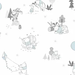 Online York DI0983 Black/White/Blue Disney Winnie the Pooh Playmates Wallpaper