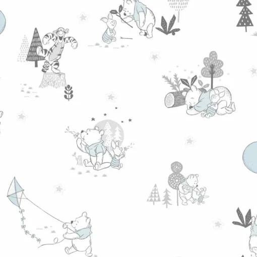 Online York DI0983 Black/White/Blue Disney Winnie the Pooh Playmates Wallpaper