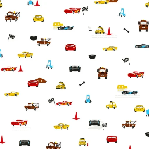 Sale York DI0921 White Disney and Pixar Cars Racing Spot Wallpaper