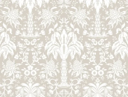 Clearance York DM5013 Beige Palmetto Palm Damask Wallpaper