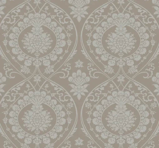 Best York DM4902 Beige Silver Imperial Damask Wallpaper
