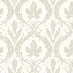 New York DM4924 Beige White Adirondack Damask Wallpaper