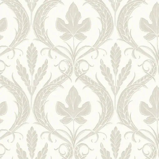 New York DM4924 Beige White Adirondack Damask Wallpaper