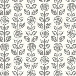 Outlet Brewster 2904-13511 Dolly Dark Brown Folk Floral Wallpaper
