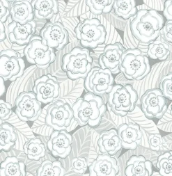 Fashion Brewster/ASP 2903-25836 Emery Light Blue Floral Wallpaper