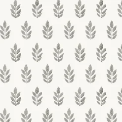 Best Brewster 3122-11300 Ervic Charcoal Leaf Block Print Wallpaper
