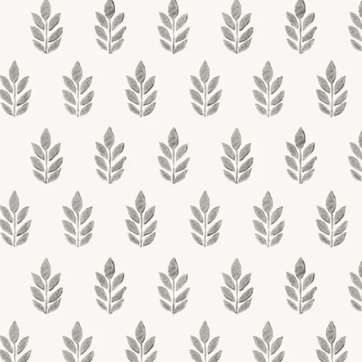 Best Brewster 3122-11300 Ervic Charcoal Leaf Block Print Wallpaper