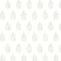 Clearance Brewster 3122-11310 Ervic Light Grey Leaf Block Print Wallpaper