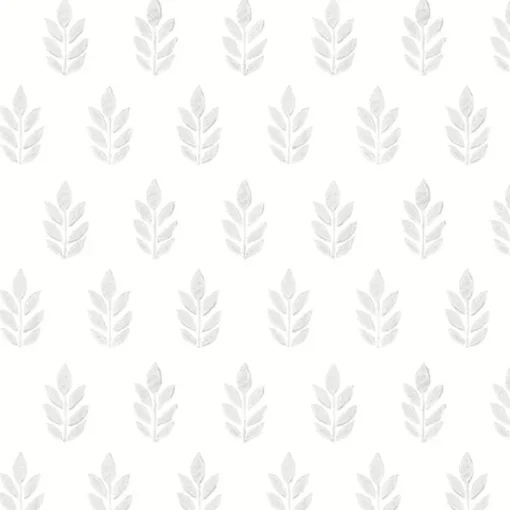 Clearance Brewster 3122-11310 Ervic Light Grey Leaf Block Print Wallpaper