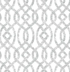 Fashion Brewster/ASP Ethereal Silver Trellis Wallpaper