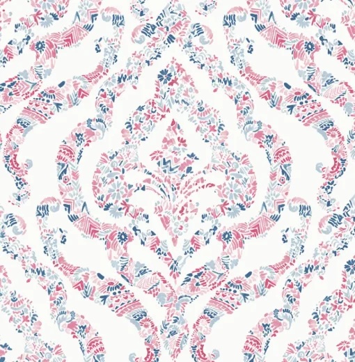 Best Brewster/ASP 2901-25400 Featherton Coral Floral Damask Wallpaper