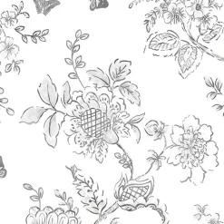 Discount Stock/Patton FH37540 Black on white Butterfly Toile Wallpaper