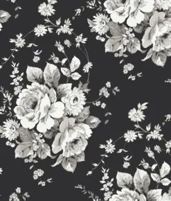 Discount York FH4088 Black/Gray Heritage Rose Wallpaper