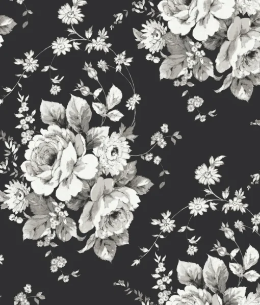 Discount York FH4088 Black/Gray Heritage Rose Wallpaper