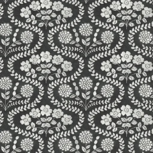 Outlet York FH4022 Black/White Folksy Floral Wallpaper