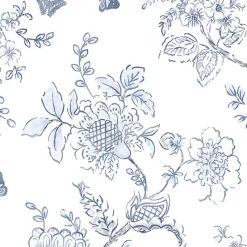 Sale Stock/Patton FH37539 Blue on White Butterfly Toile Wallpaper