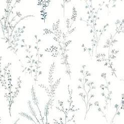 Discount York FH4027 Blue/Green Wildflower Sprigs Wallpaper