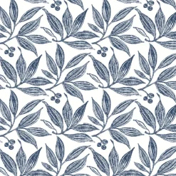 Clearance York FH4062 Navy/White Chokeberry Block Print Wallpaper