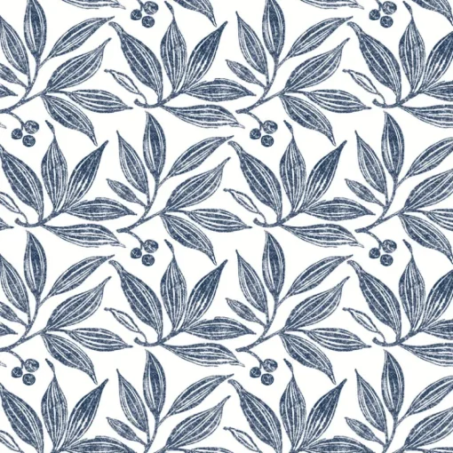 Clearance York FH4062 Navy/White Chokeberry Block Print Wallpaper