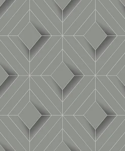 Online Brewster 4020-61409 Filmore Grey Diamond Panes Wallpaper