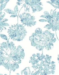 Sale Brewster/ASP 2901-25415 Folia Blue Floral Wallpaper