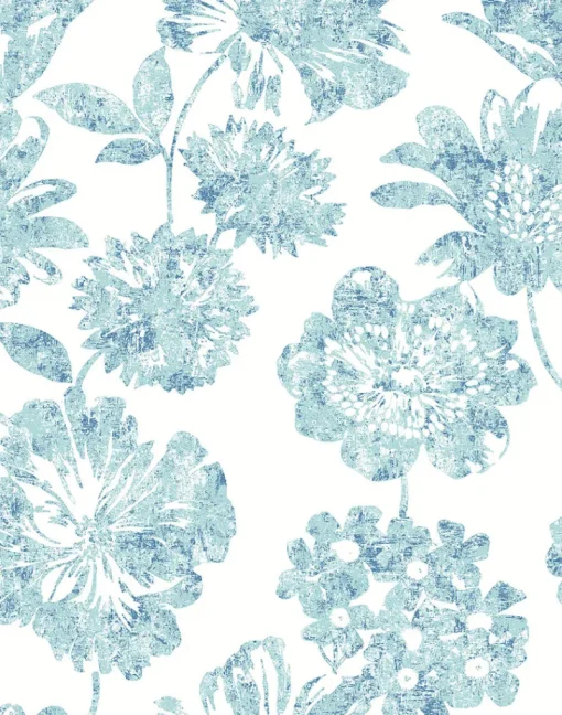 Sale Brewster/ASP 2901-25415 Folia Blue Floral Wallpaper