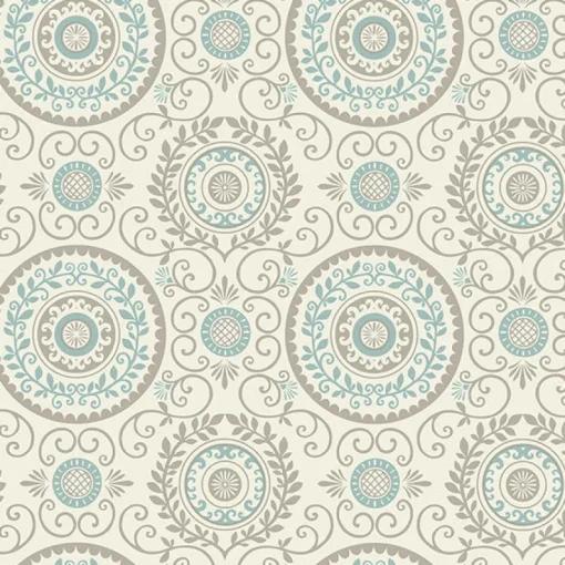 Online Brewster For Your Bath III Annabel Aqua Medallion Wallpaper
