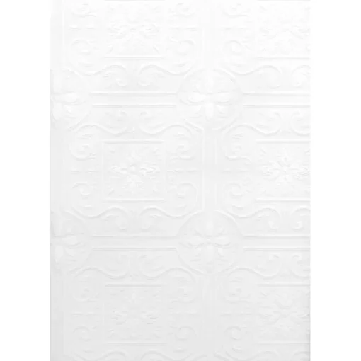New Brewster For Your Bath III Talavera White Flower Tile Paintable Wallpaper