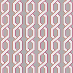Clearance Brewster For Your Bath III Twist Pink Geometric Wallpaper