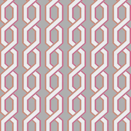Clearance Brewster For Your Bath III Twist Pink Geometric Wallpaper