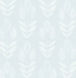 Hot Brewster Garland Light Blue Block Tulip Wallpaper