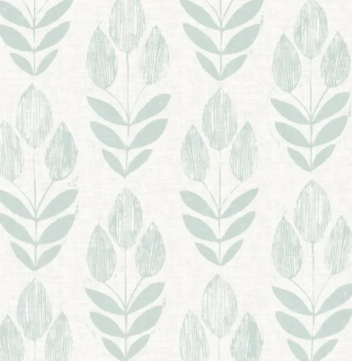 Best Brewster 3123-24472 Garland Teal Block Tulip Wallpaper