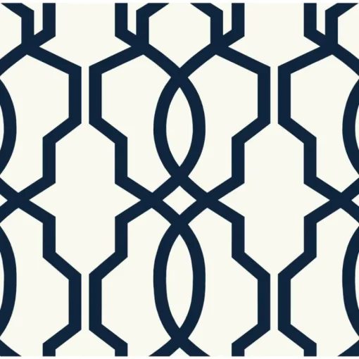 Sale Stock/York GE3664 Navy Blue on White Geometric Hourglass Trellis Wallpaper