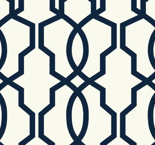 Best York GM7521 Navy Hourglass Trellis Wallpaper