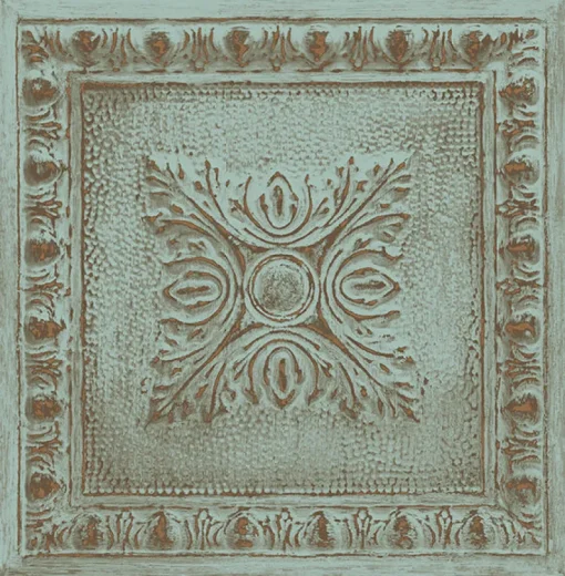 Hot Brewster 2904-24032 Hazley Turquoise Ornamental Tin Tile Wallpaper