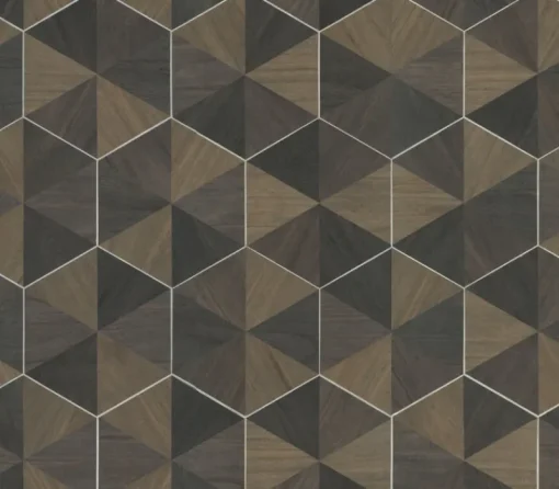 Discount York HO2103 Brown/Black Hexagram Wood Veneer Wallpaper
