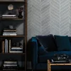 Clearance York HO2106 Light Gray Atelier Herringbone Wallpaper