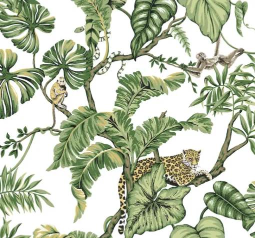 Online York HO2145 White Jungle Cat Wallpaper