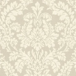 Clearance Brewster Honor Beige Damask Wallpaper