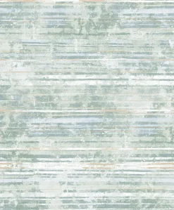 Outlet Brewster 2838-IH2256 Makayla Sea Green Distressed Stripe Wallpaper