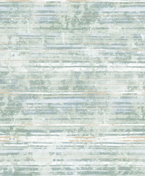 Outlet Brewster 2838-IH2256 Makayla Sea Green Distressed Stripe Wallpaper