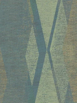 Sale Brewster 2909-IH-23507 Torrance Green Distressed Geometric Wallpaper