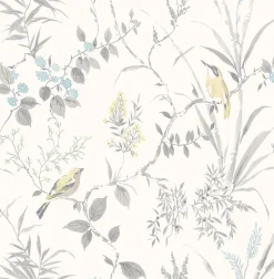 New Brewster 3123-24172 Imperial Garden Grey Botanical Wallpaper