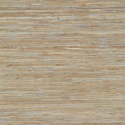 Fashion Brewster 4018-0007 Jeong Soft Teal Beige Grassscloth Wallpaper