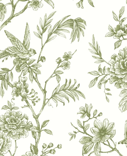 Sale Brewster/ASP 2763-24234 Jessamine Green Floral Trail Wallpaper