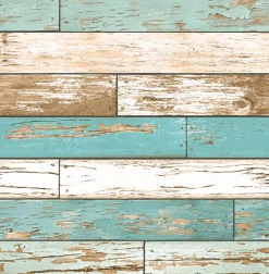 Clearance Brewster 2904-22318 Juda Blue Scrap Wood Wallpaper