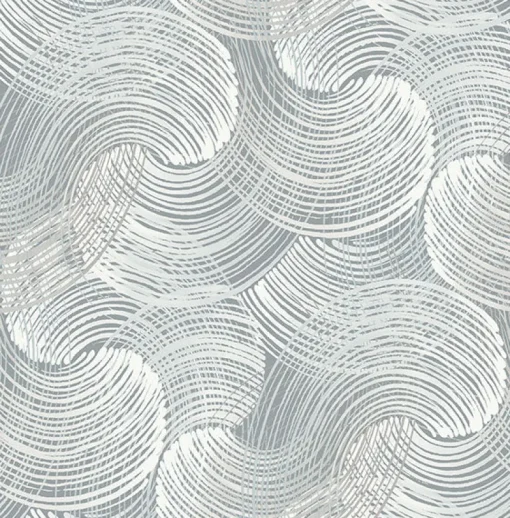 Fashion Brewster/ASP 2964-25908 Karson Slate Swirling Geometric Wallpaper