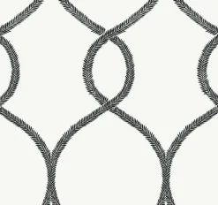 Sale York KT2235 Black Laurel Leaf Ogee Wallpaper