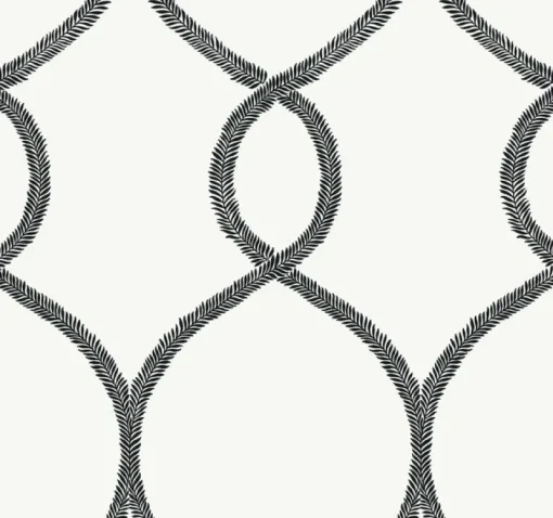 Sale York KT2235 Black Laurel Leaf Ogee Wallpaper