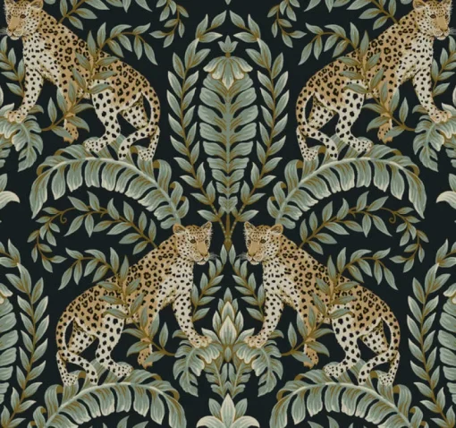 Best York KT2205 Black/Green Jungle Leopard Wallpaper